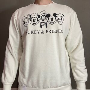 Mickey & Friends Beige Long Sleeve Sweater for Men or Women Size Medium